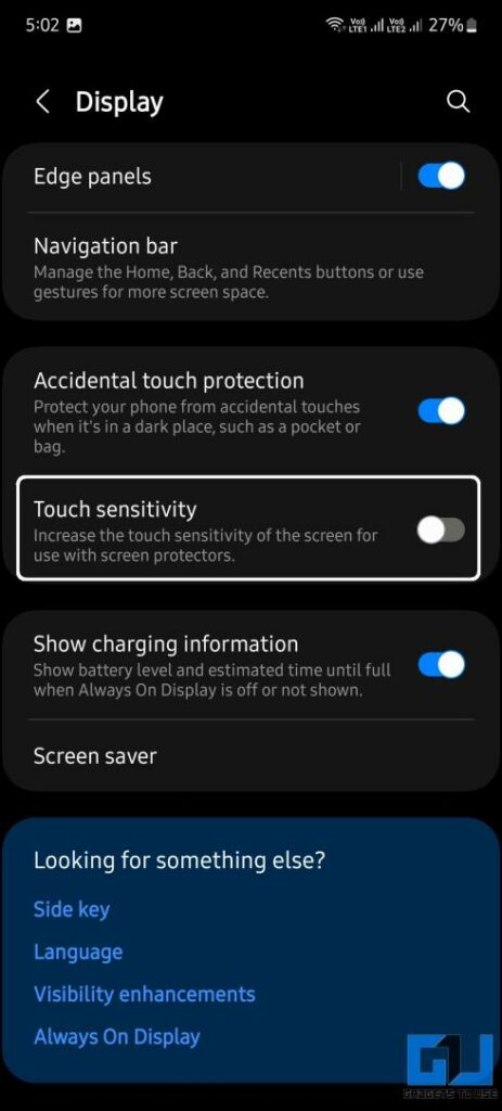 change touch sensitivity on Android