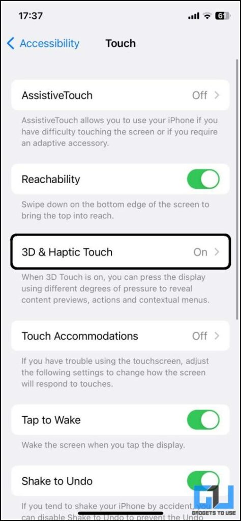 change touch sensitivity on iPhone