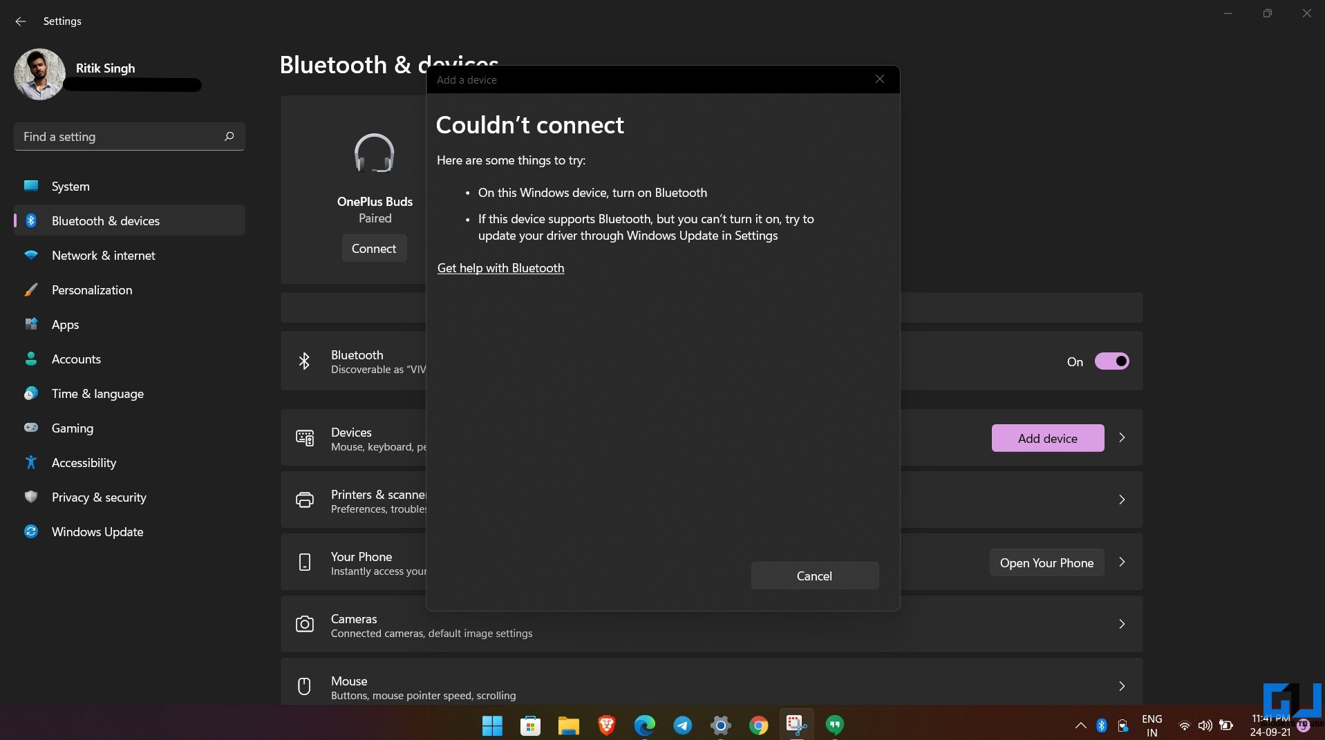 bluetooth paired but not connected windows 8