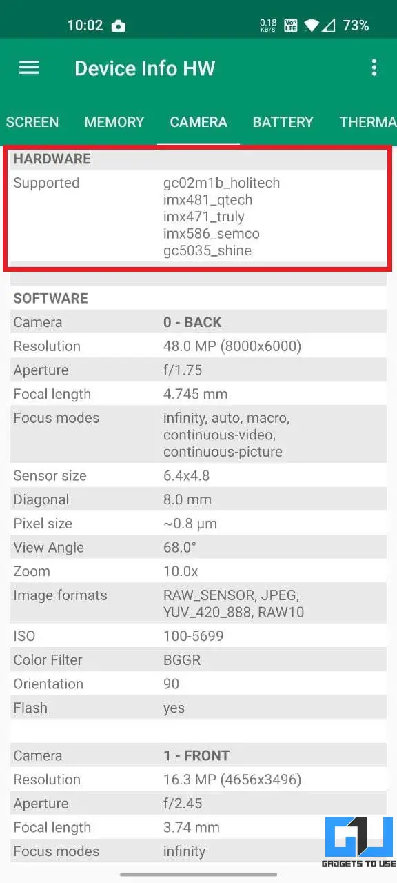 Find the Camera Sensor Model on Your Android Phone