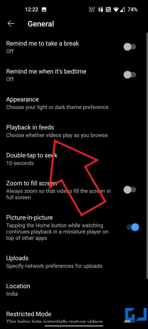Disable Autoplay Videos in YouTube Feed Android