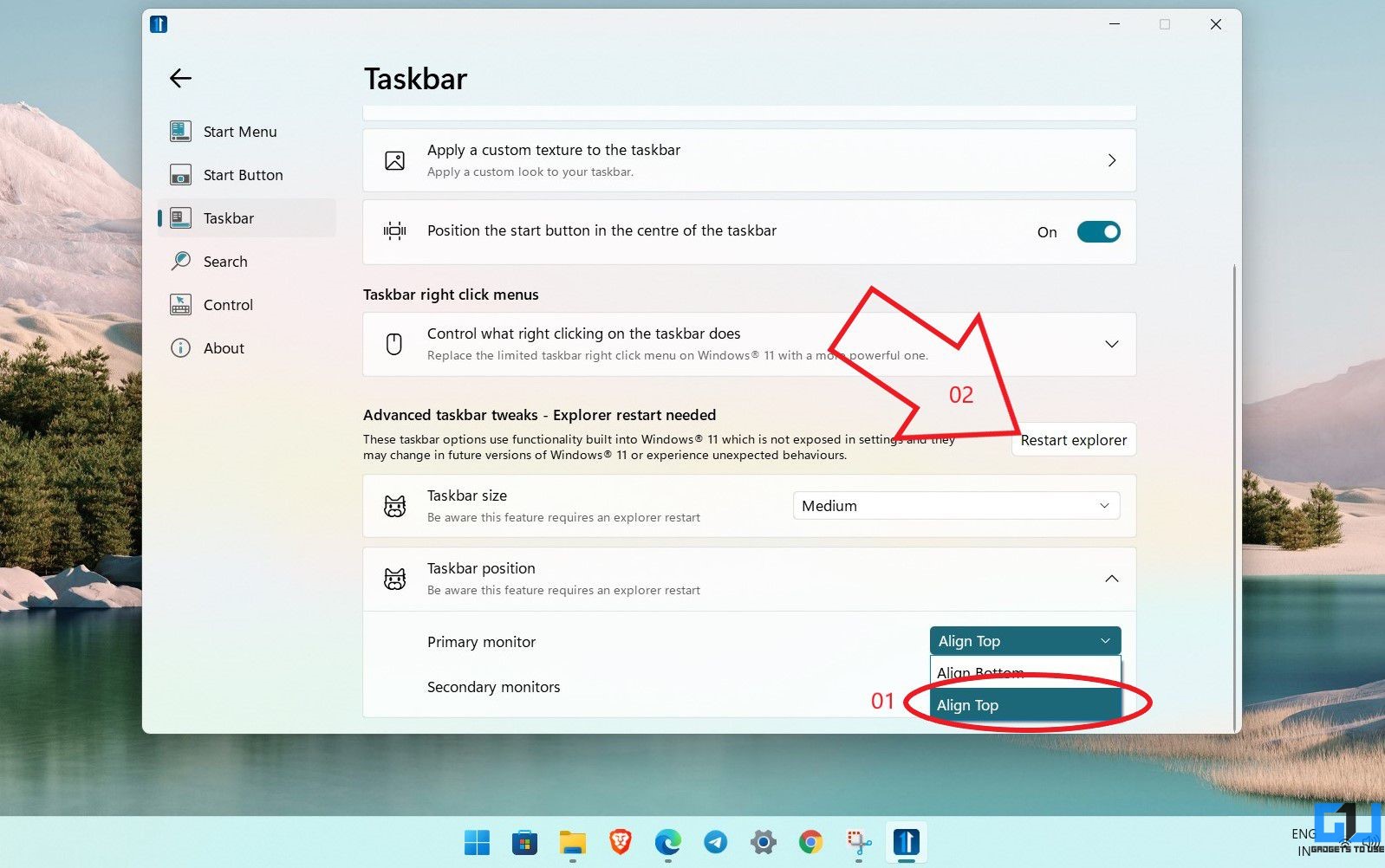 Move Windows 11 Taskbar to Top