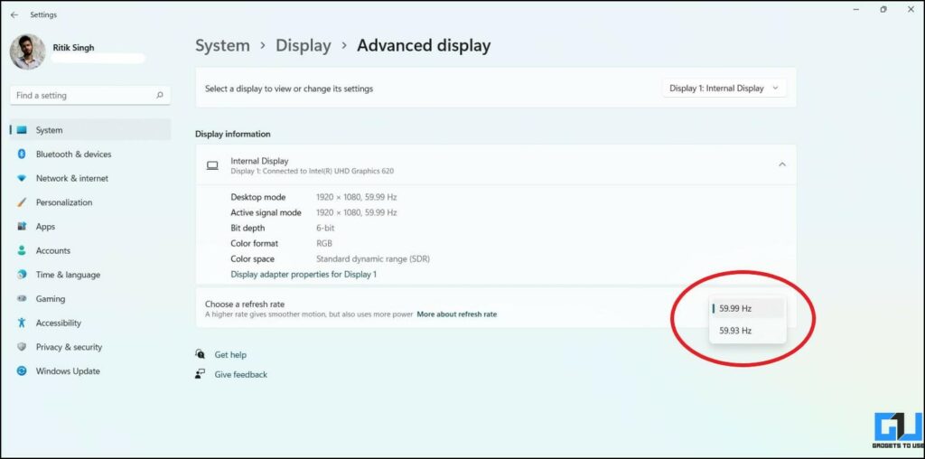 3 Ways to Change Display Refresh Rate in Windows 11 - Gadgets To Use