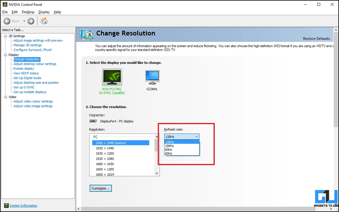 Bildschirmaktualisierungsrate ändern Windows 11