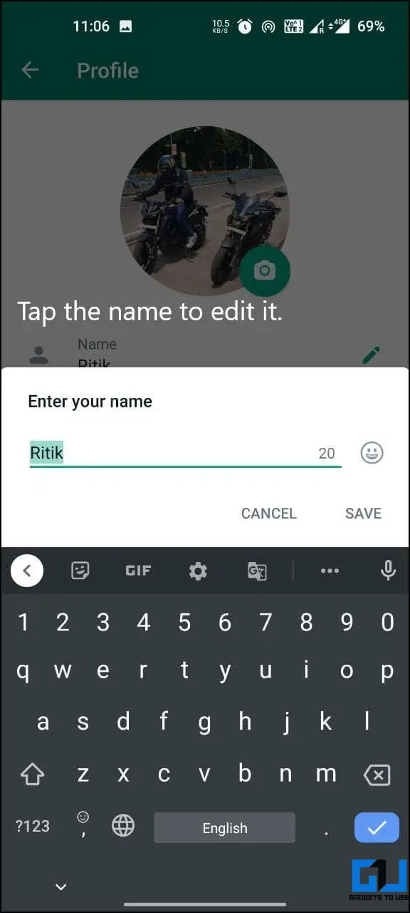 Change Name on WhatsApp on Android