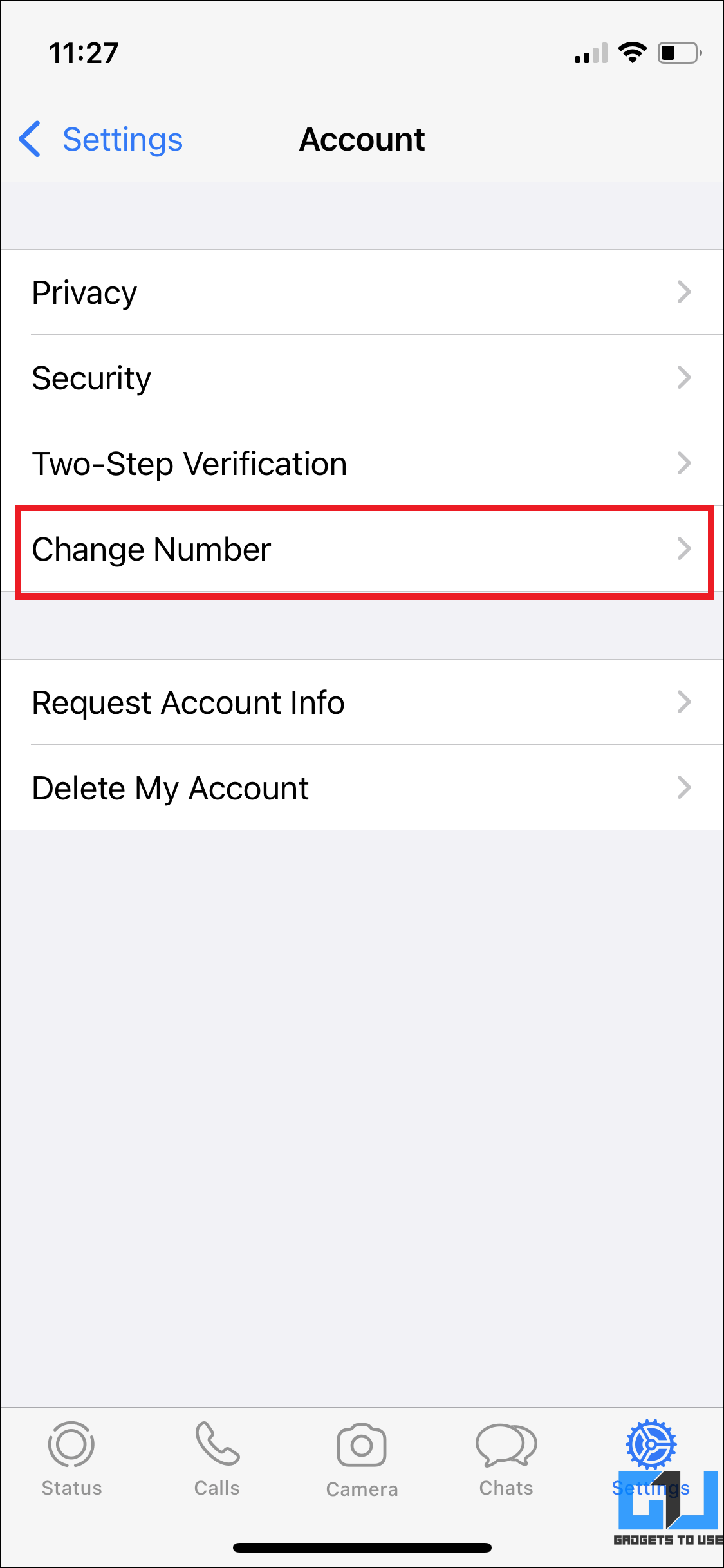 Change WhatsApp Number on iOS
