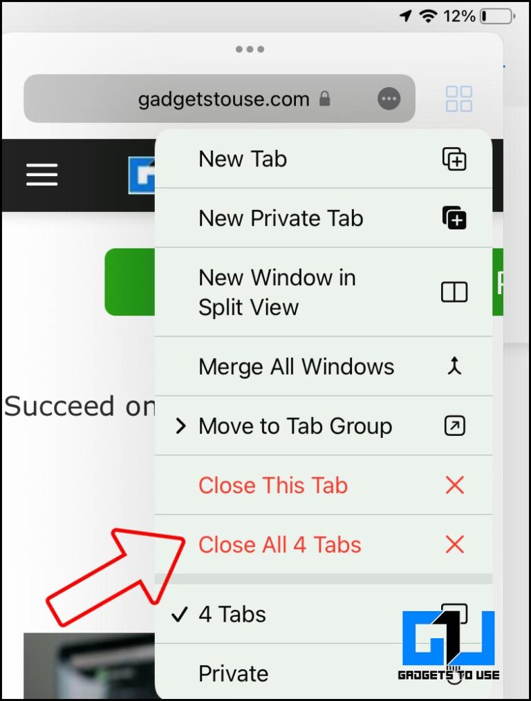 how to close safari tabs on ipad