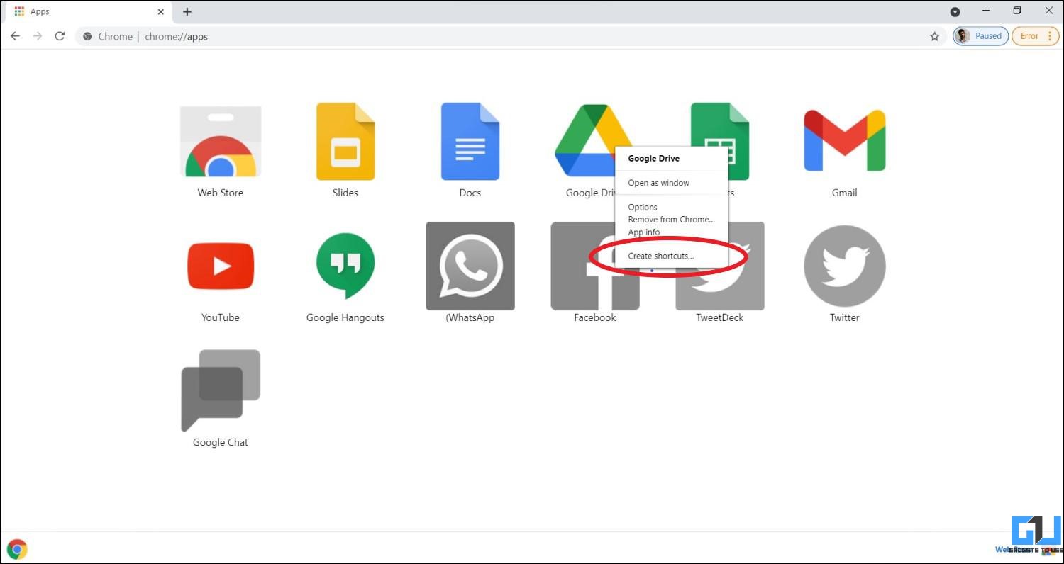 Erstellen Sie eine Google Drive-App-Verknüpfung auf dem Startbildschirm