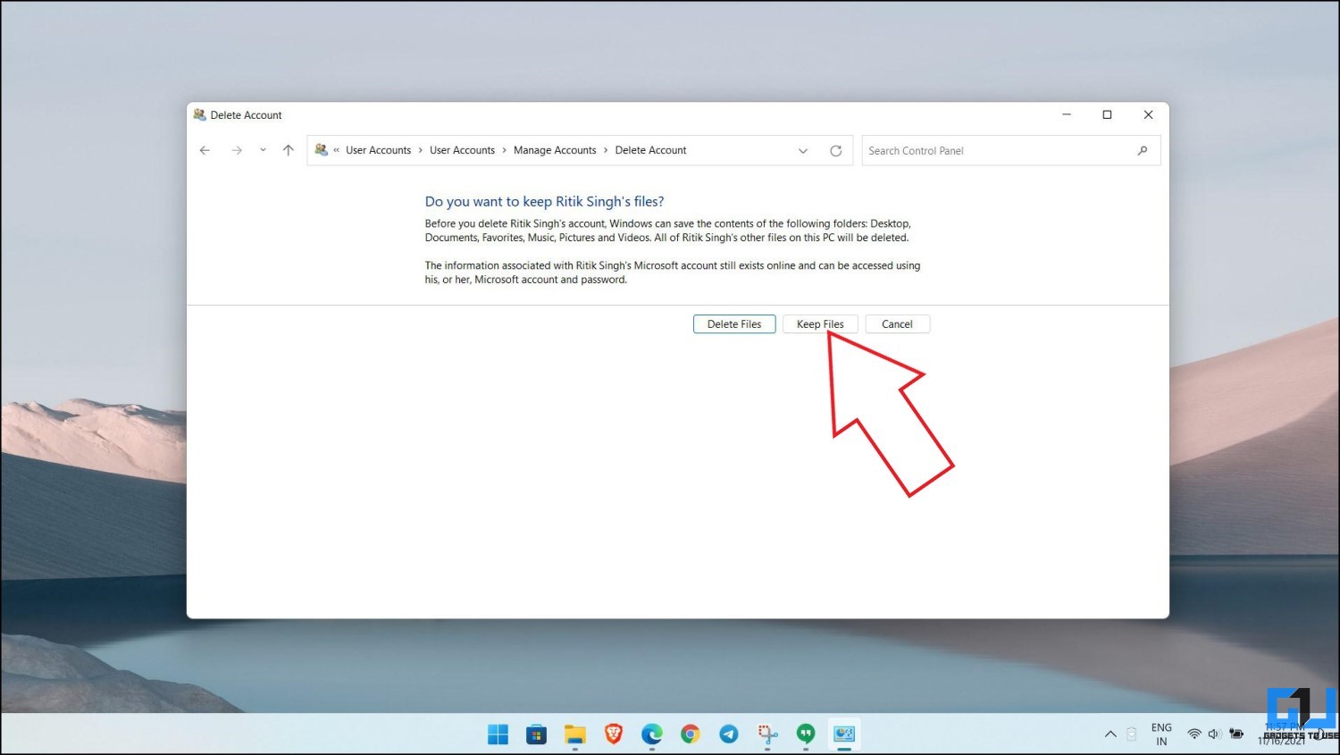 Delete Microsoft Account on Windows 11 PC