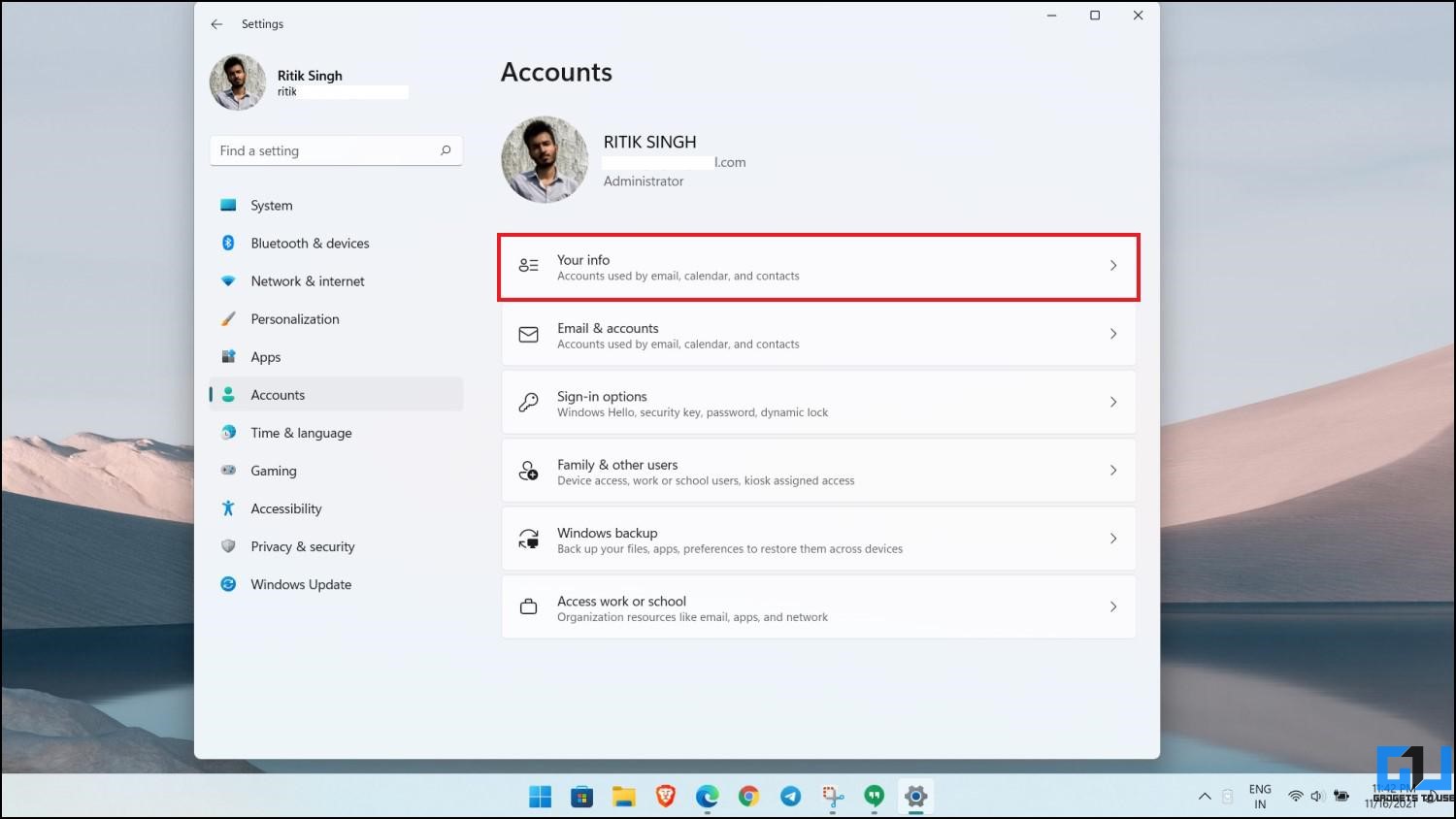 Remove Microsoft Account from Windows Settings