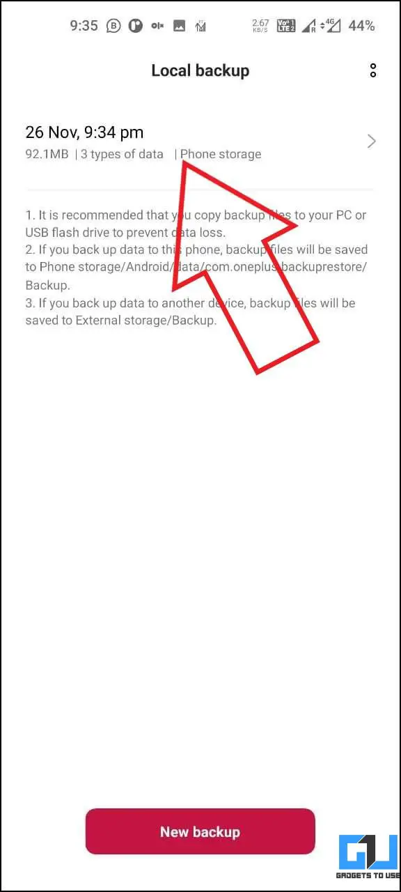 Restore OnePlus Data Backup