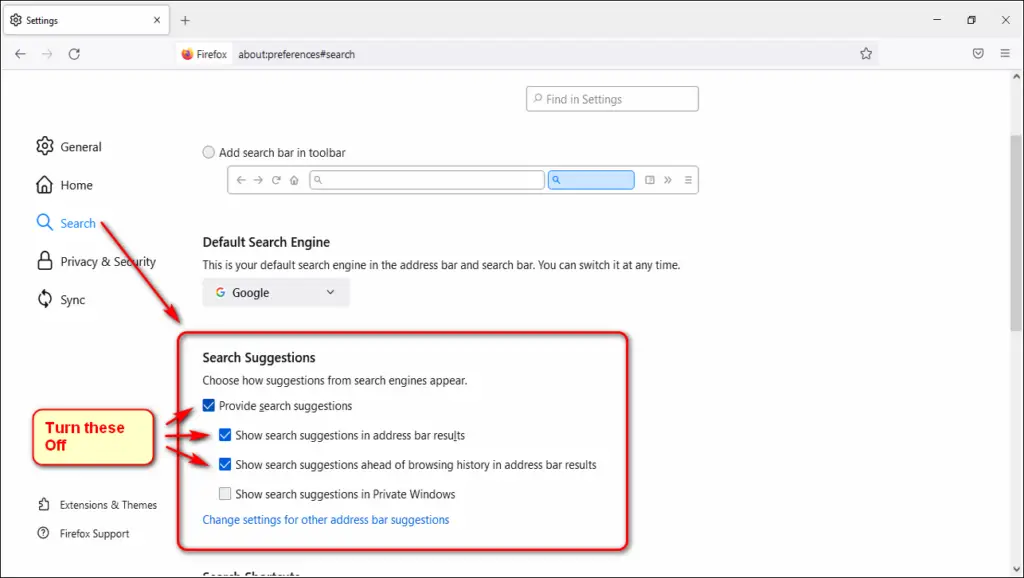 How to Disable Address Bar Search Predictions on Chrome  Firefox - 14