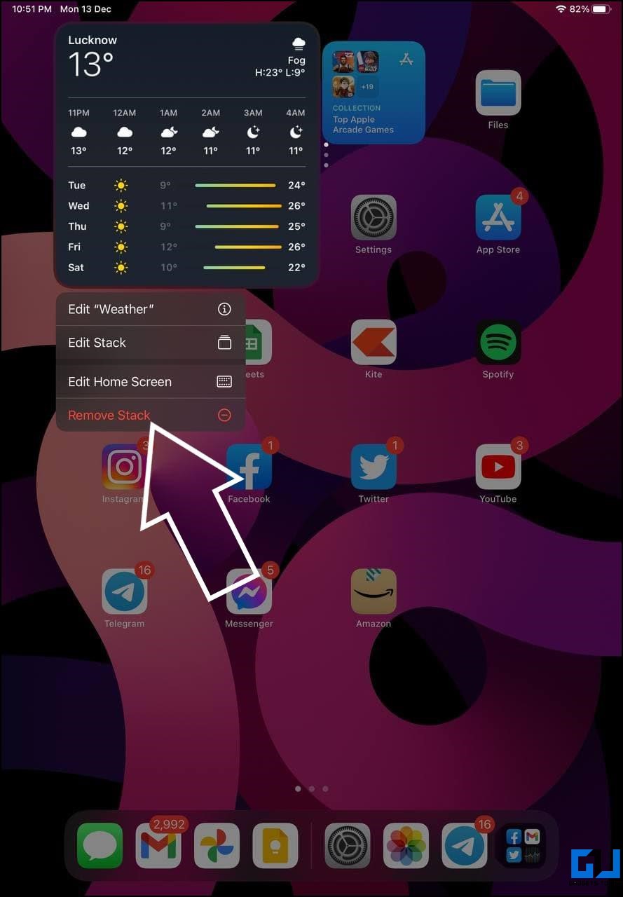 Widget auf dem iPad-Startbildschirm entfernen