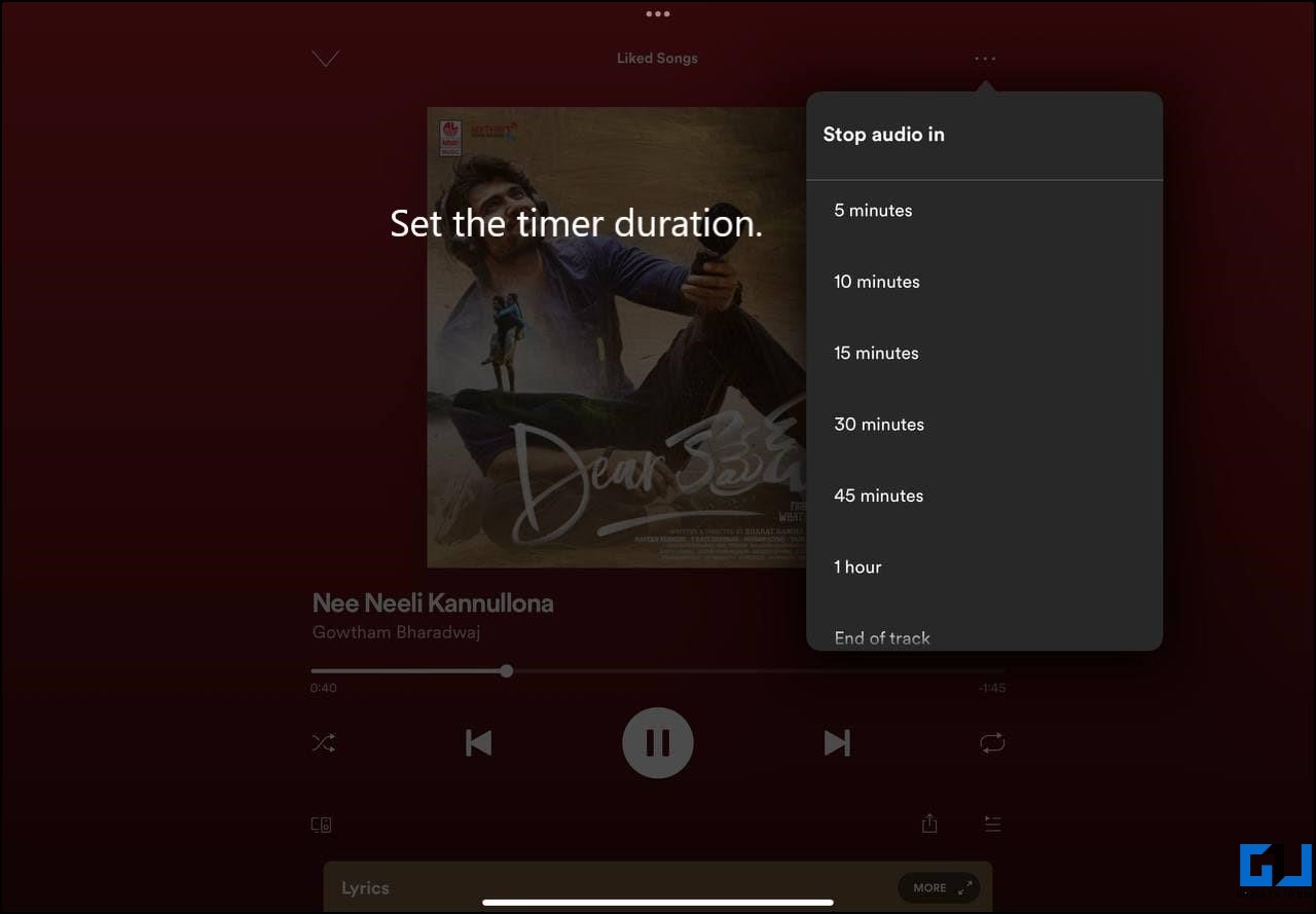 Stellen Sie einen Sleep-Timer in Spotify auf dem iPad ein
