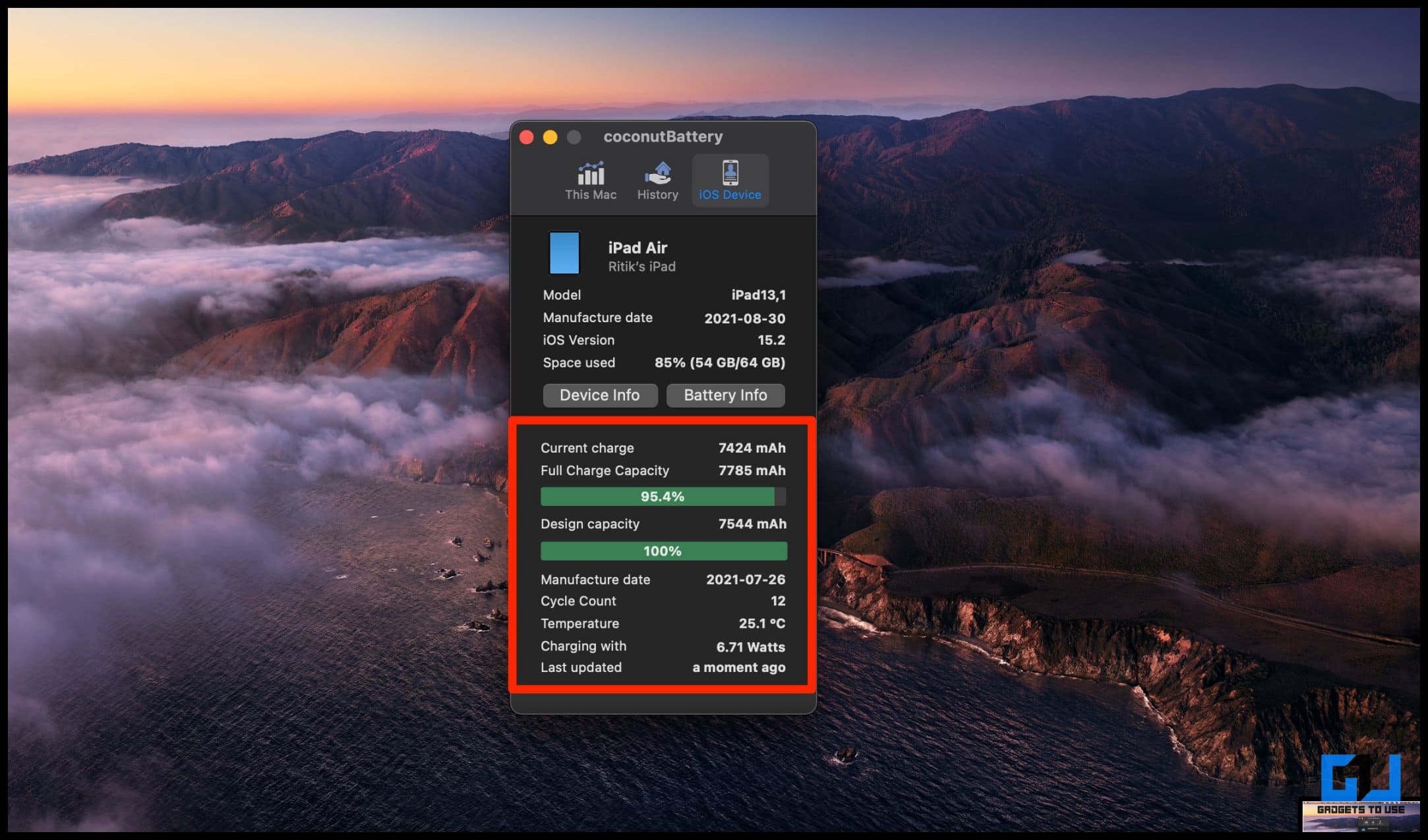 Check iPad Battery Cycle Health Using CoconutBattery