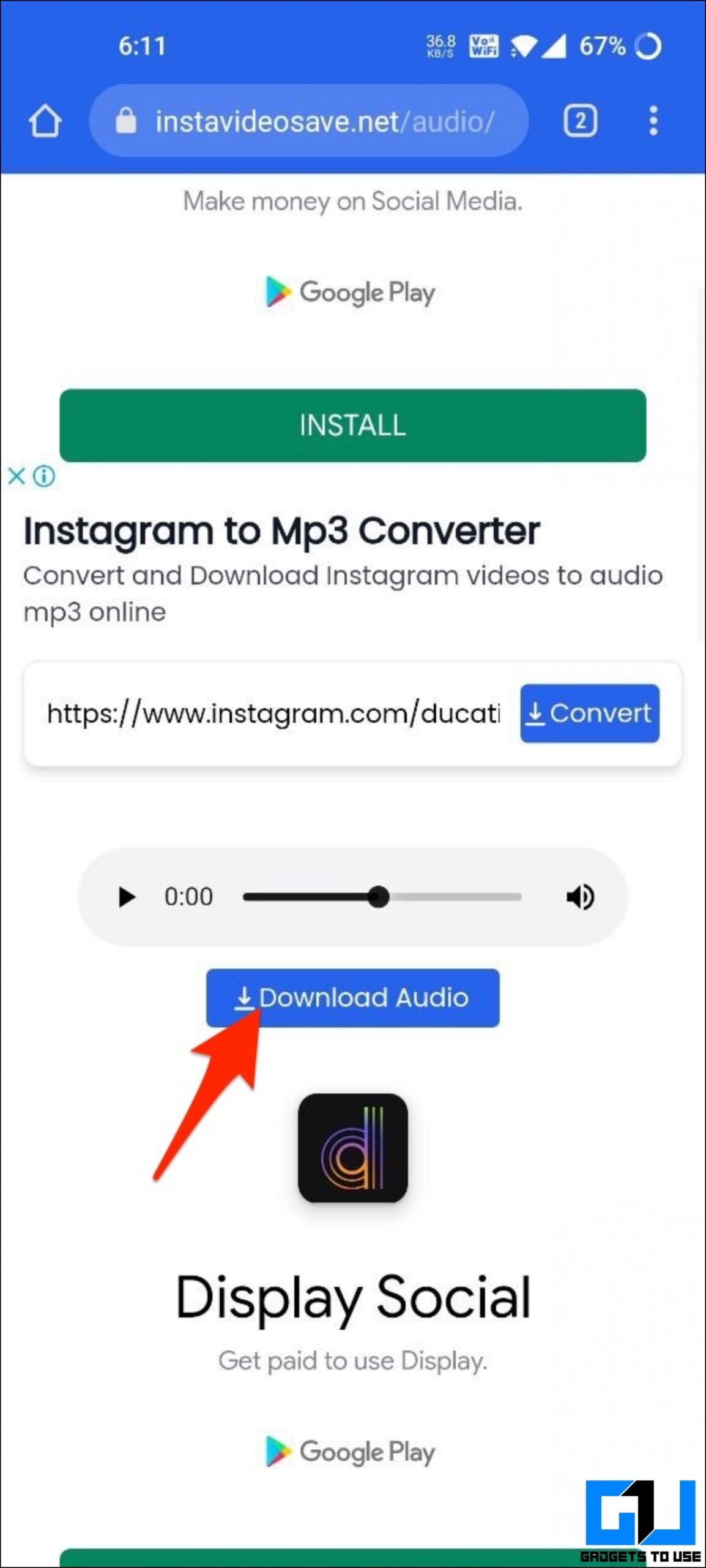 Download Instagram Reel Audio Using Websites