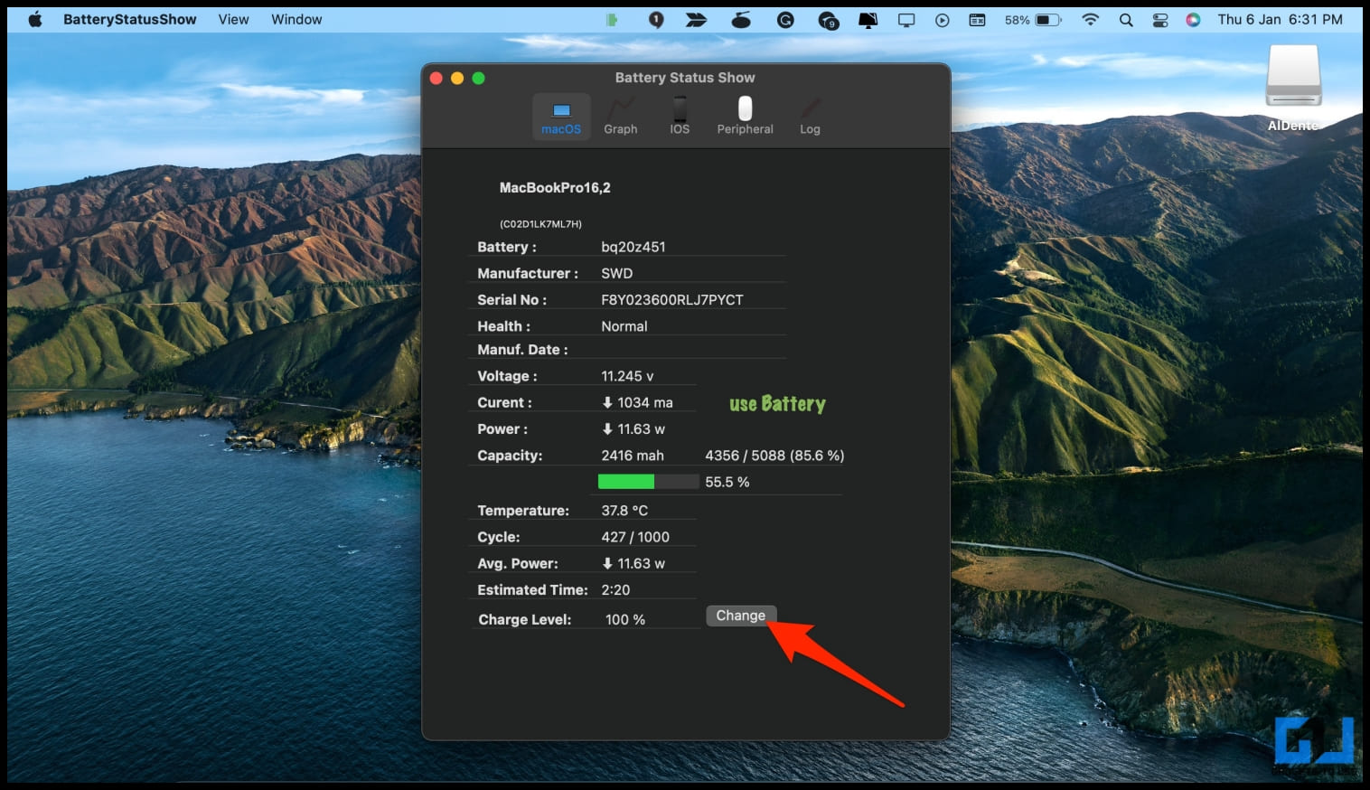 Stop charging your MacBook to 80 using BatteryStatusShow