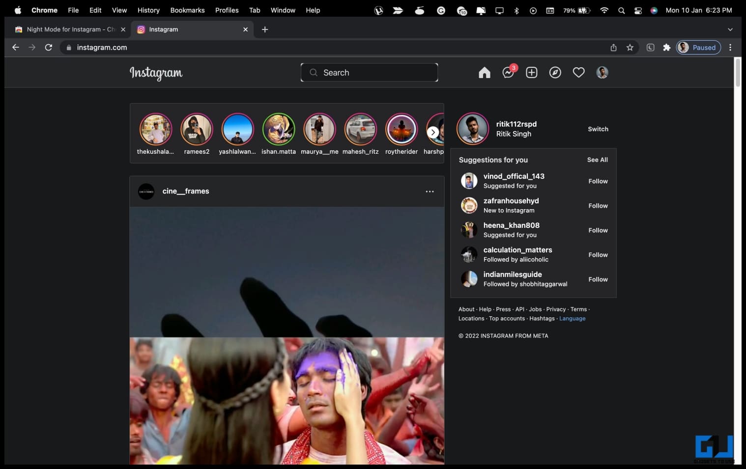 Instagram Dark Mode on PC