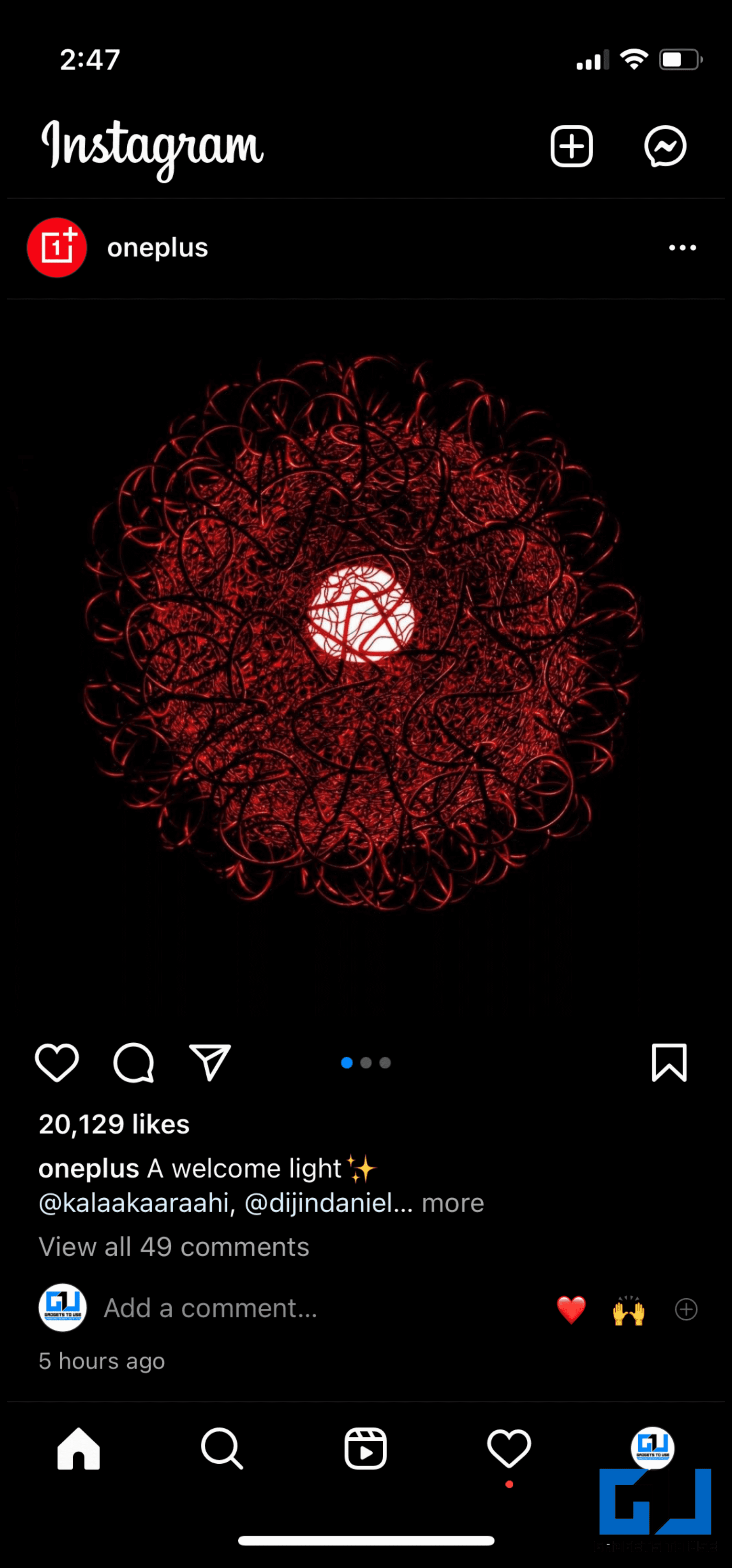 Instagram Dark Mode on iOS