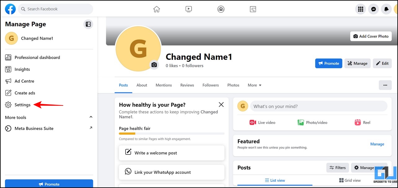 Change Facebook Page name