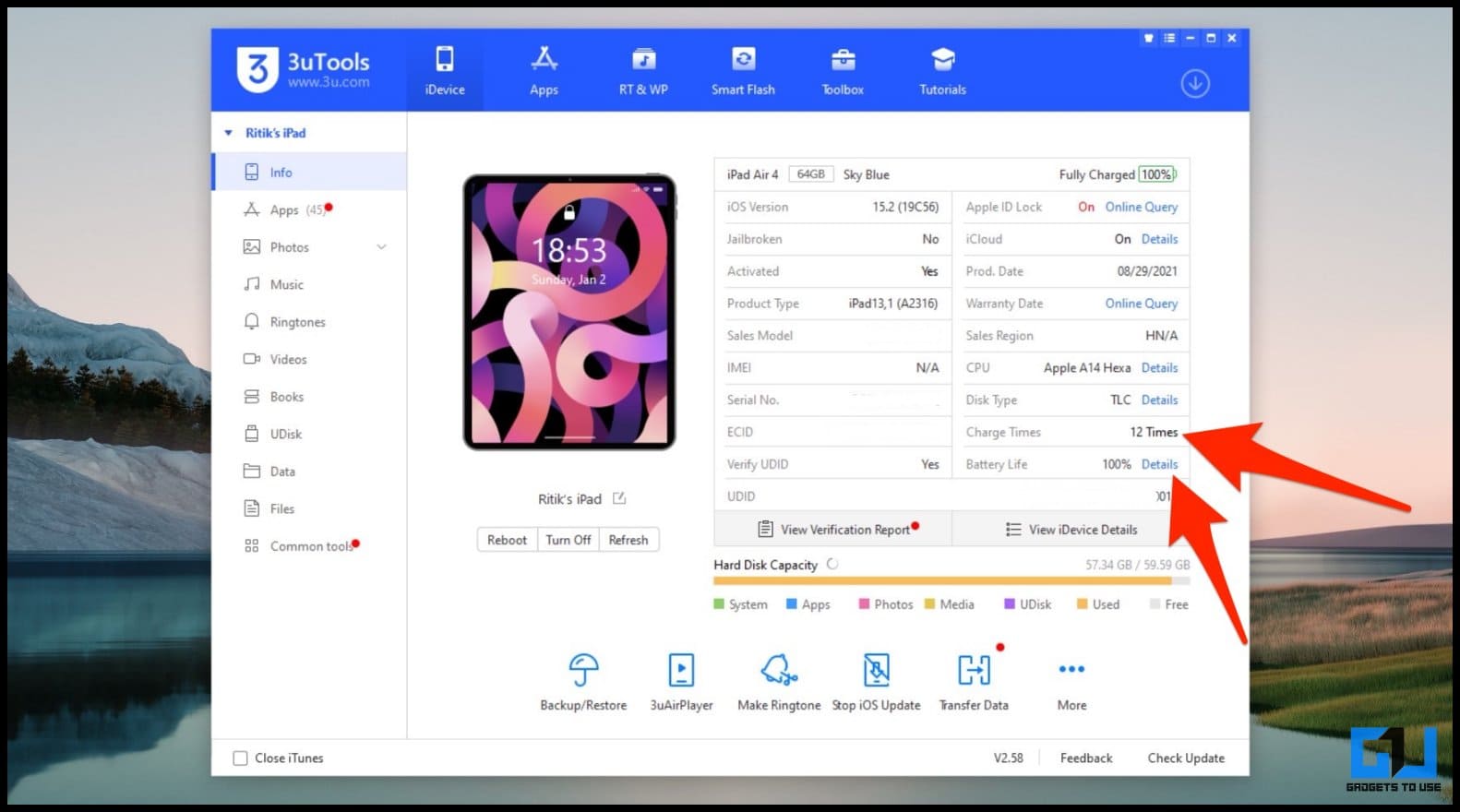 Check iPad Battery Health Using 3UTools Windows