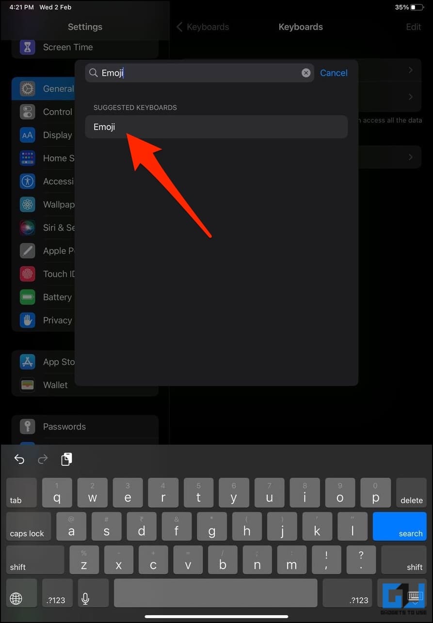 Aktivieren Sie die Emoji-Tastatur für das iPad