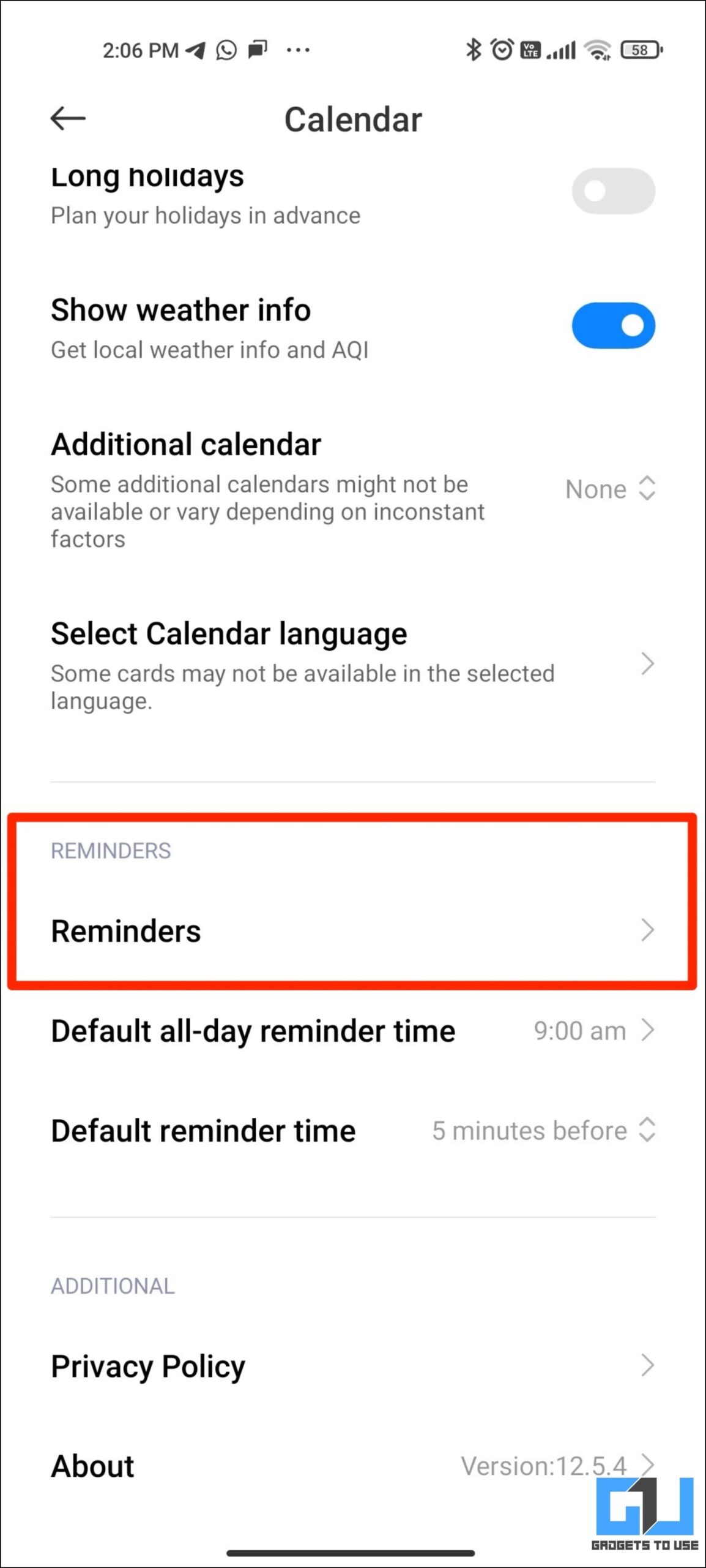 Voice Reminder Notifications in Mi Calendar