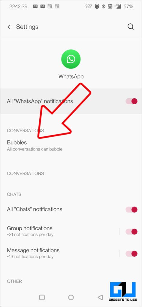 Disable Floating bubble Notification