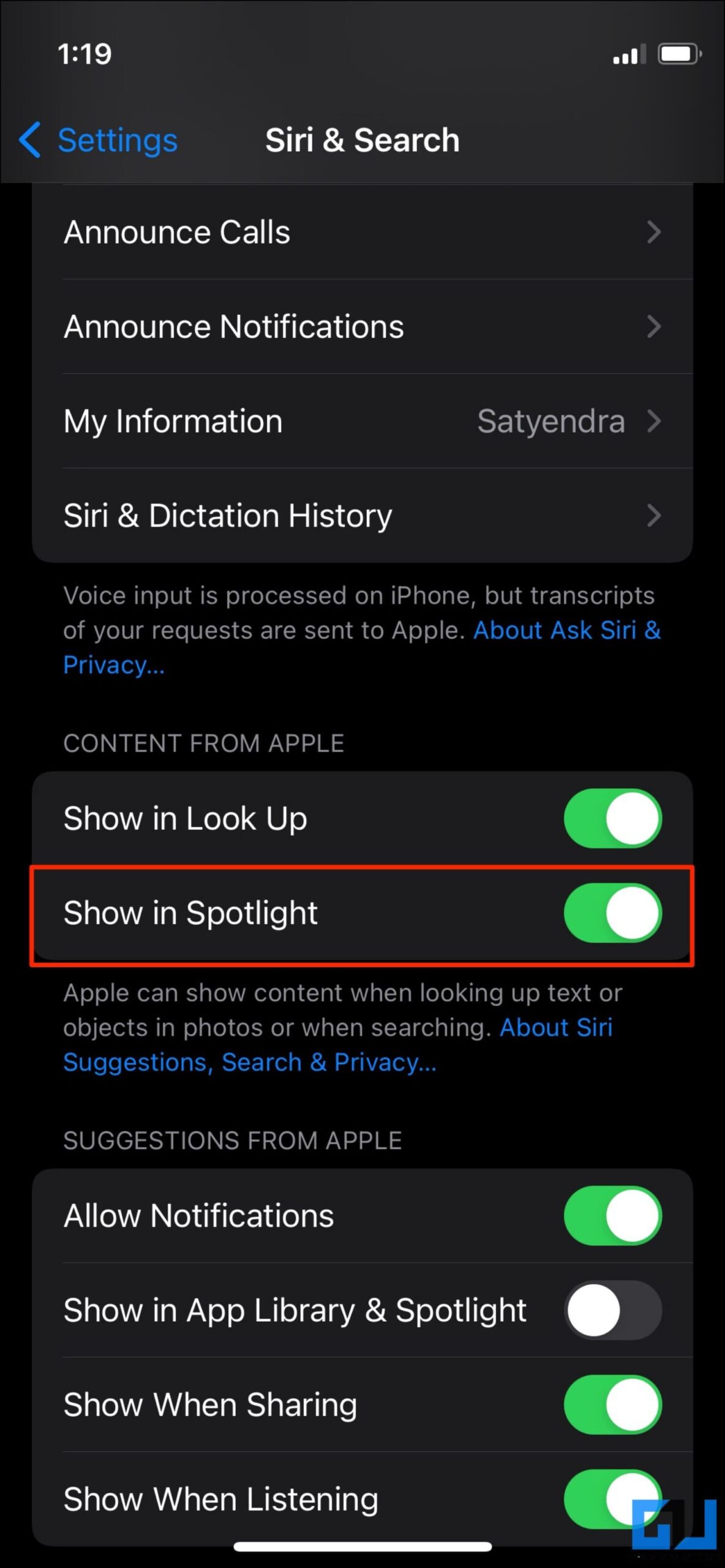 Clear Spotlight Search History iPhone iPad
