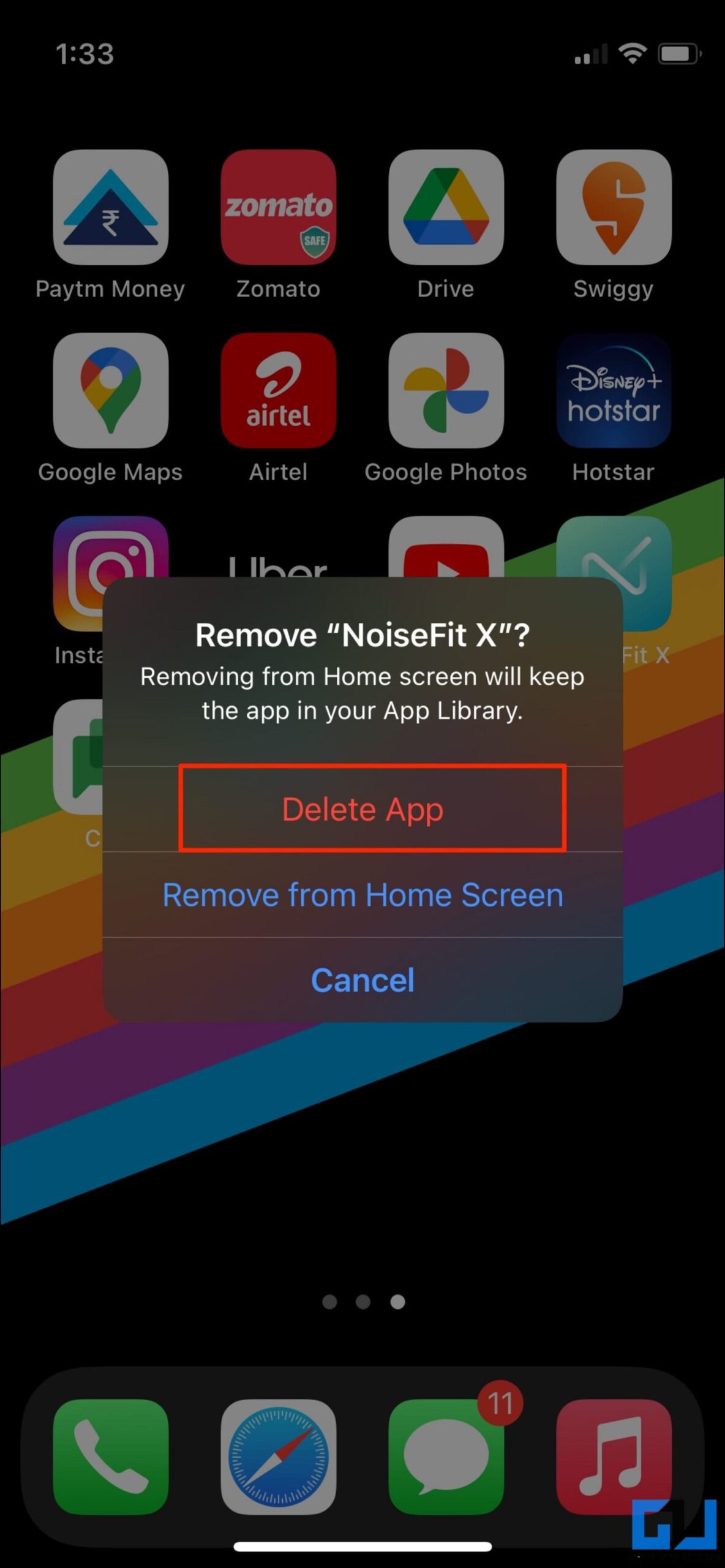 Delete App to Remove Cache iOS