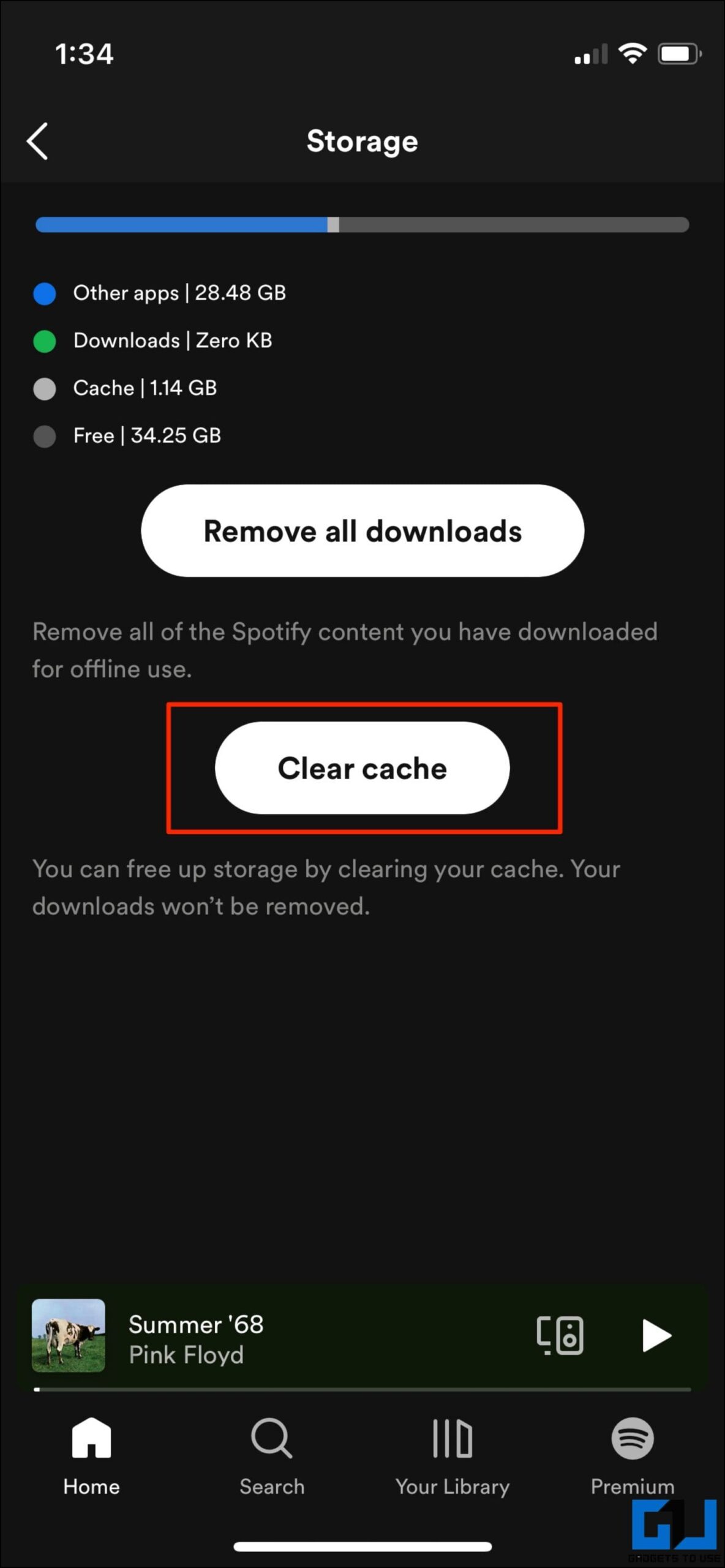 Delete Spotify Cache iPhone iPad