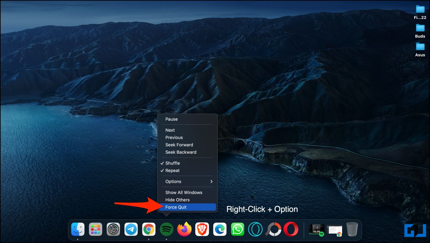 Erzwinge das Beenden der App aus dem Mac Dock