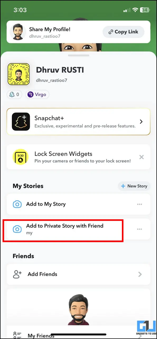 Hide Snapchat Story