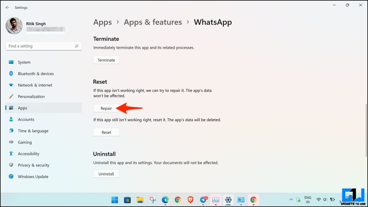 Repair WhatsApp Desktop Not Opening