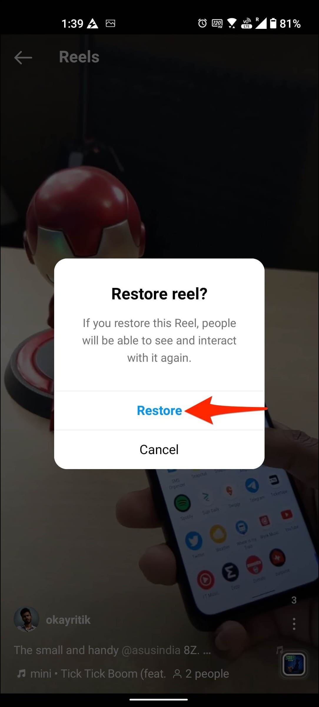 Restore Deleted Instagram Reel Video