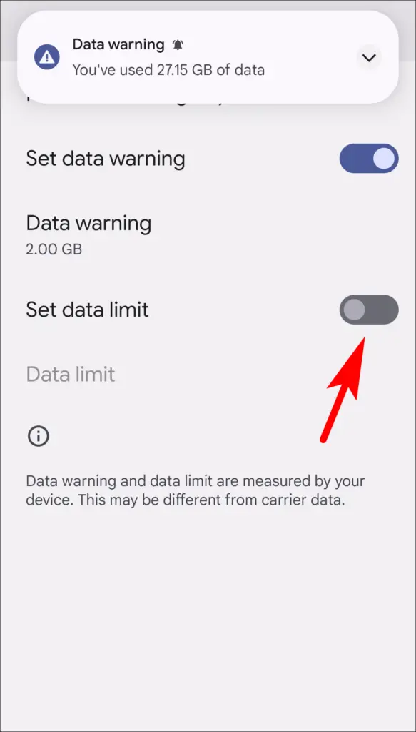 Turn off data limit