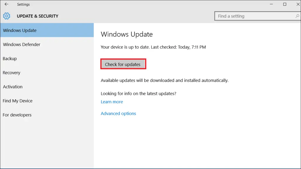 update windows