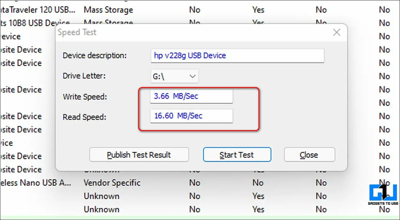 Check USB Drive Data Transfer Speed