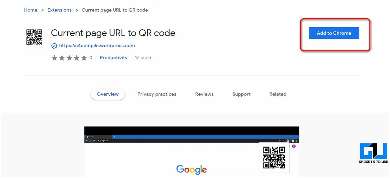 Website URL to QR Code in Chrome