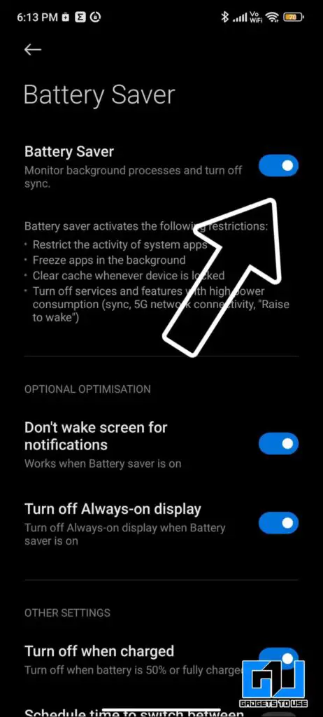 Disable Battery Saver to Fix Instagram Videos Not Playing