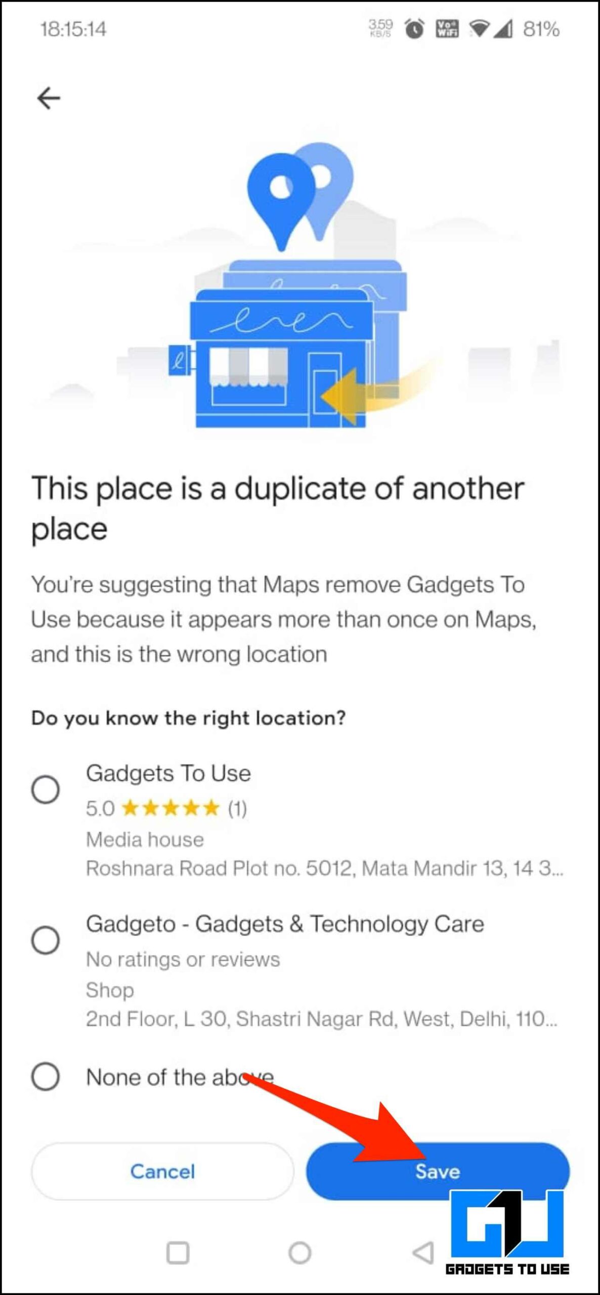 Remove Edit a Place in Google Maps