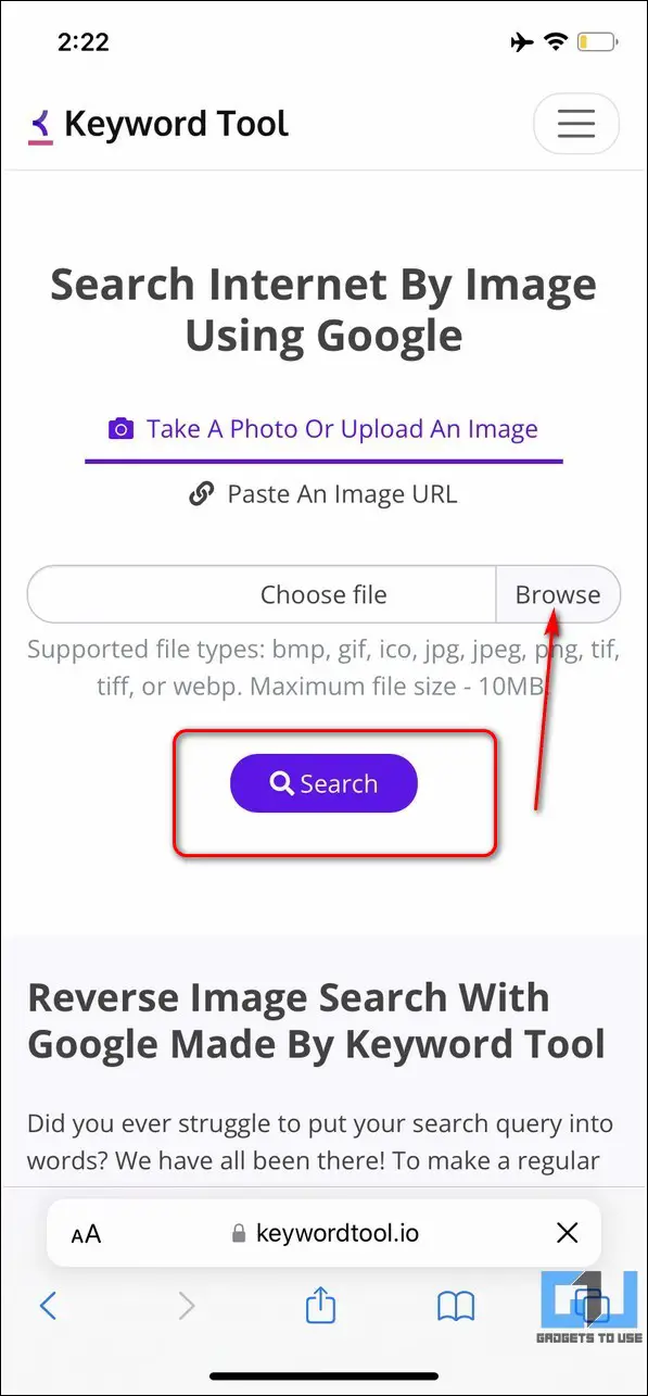 reverse image search ipad safari