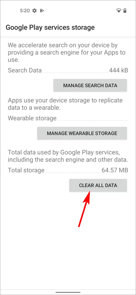 google play services clear all data