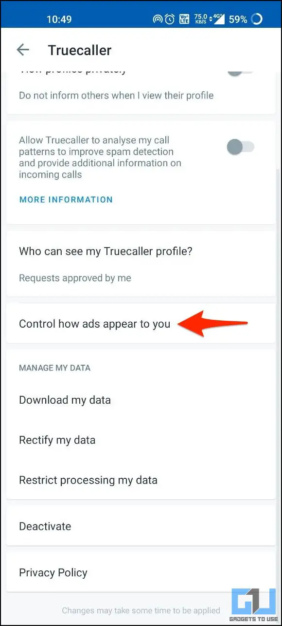 Turn Off Personalized Ads in Truecaller