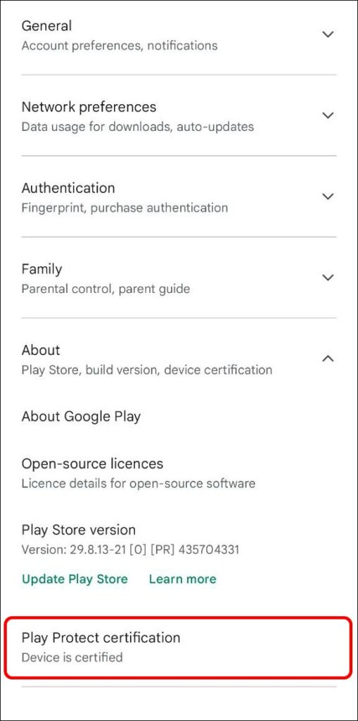 play protect device certification