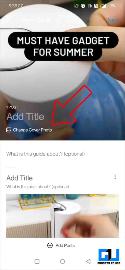 Change Cover Photo of Instagram Guide