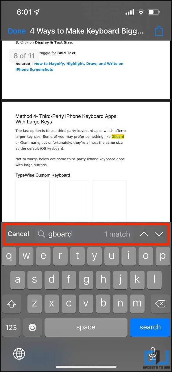 Search Text Within PDF on iPhone