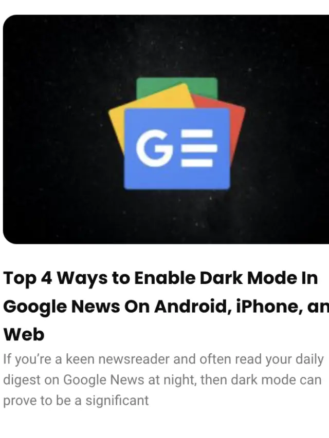 Enable Dark Mode In Google News