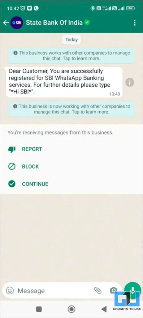 Activation Message on WhatsApp