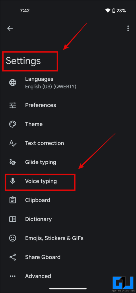 Assistant Voice Typing greyed out